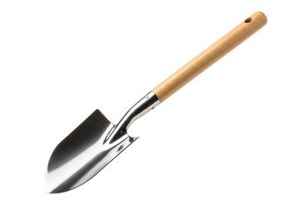Isolated garden trowel with wooden handle, stainless steel shovel for planting plants