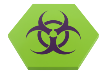 Isolated biohazard symbol hexagon shape sign indicating a biological risk warning icon or emblem