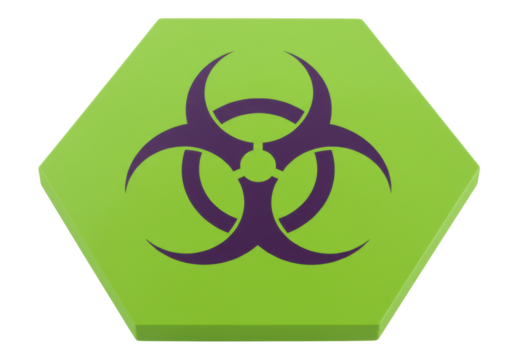 Isolated biohazard symbol hexagon shape sign indicating a biological risk warning icon or emblem