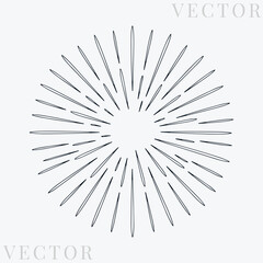 Obraz premium Black and white fireworks burst line art vector with radiating sparks