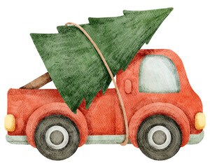 Christmas Tree on Red truck