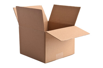Empty open cardboard box on a white background