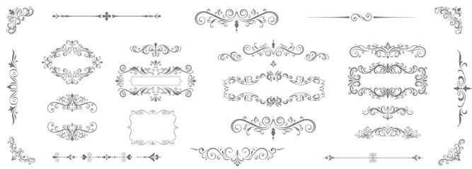 Elegant Vintage Frame & Border Set , Ornamental Vector Decoration Collection, Classic Victorian Ornament Bundle, Luxury Invitation ,Certificate Frames