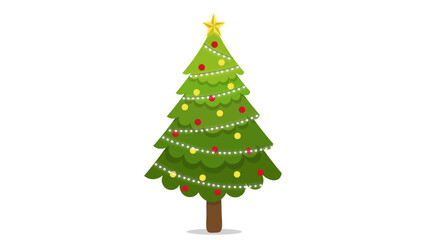 Decorated Christmas tree with ornaments and star isolated on white background