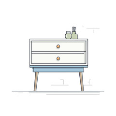 Sleek Nightstand Line Art Design Illustration