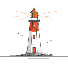Sleek Lighthouse Outline Design in Vector