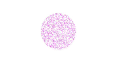 Purple dusty circle. Abstract textured dot made of scattered particles in a circular shape on clean white background. Modern artistic grain effect for creative digital design.