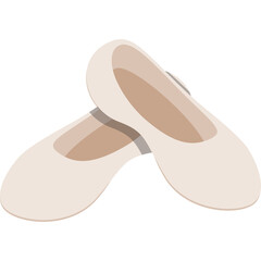 Pair of Ballet Flats Shoes in Light Beige Color With Thin Straps and Rounded Toes Isolated on Transparent Background