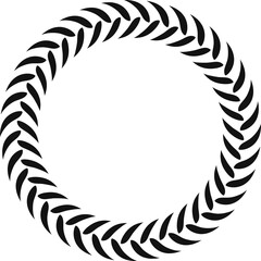 Black Laurel Wreath Circular Frame Design Isolated on White Background with Detailed Leaf Pattern Vector Graphic Element