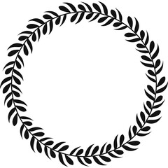 Black Laurel Wreath Border With Transparent Background For Decorative Design Elements