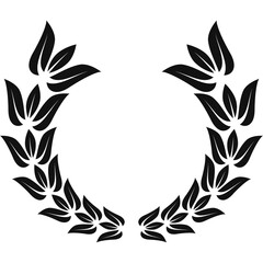 Black Laurel Wreath Decorative Element With Transparent Background Isolated On White
