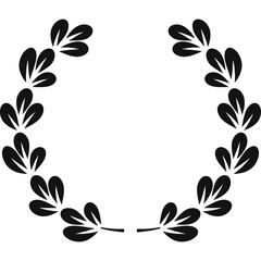 Black Laurel Wreath Graphic Design Element On Transparent Background Celebrating Victory And Achievement