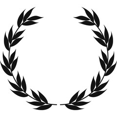 Black Laurel Wreath Silhouette on Transparent Background Symbol of Victory Achievement and Honor
