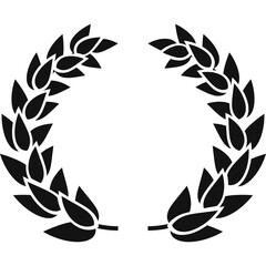 Black Laurel Wreath Silhouette On Transparent Background Victory Symbol