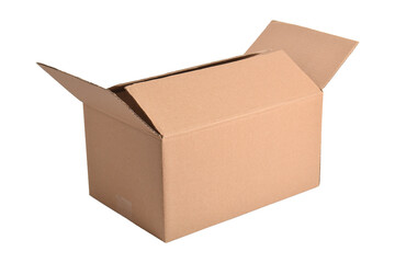 Close up of  a cardboard box on white background