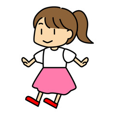 ピンクのスカートを履いた笑顔の女の子キャラクターのベクターイラスト