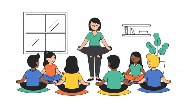 Inclusive Circle Meditative Session with Diverse Children and their Teacher