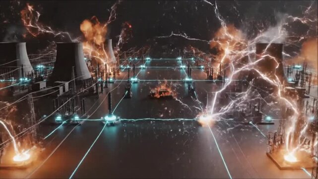 Power Grid Cascade Failure, Overload Energy Arcs Spreading Blackout