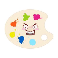 Color palette angry face cartoon cute