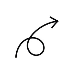 Minimalist Thin Line Swirl Arrow Icon - Modern Black Loop and Curve Vector for Direction, Growth, Progress, and User Interface Design Element