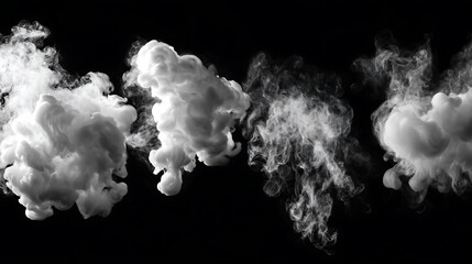 White smoke swirls and billows dynamically against a stark, contrasting black backdrop illustration