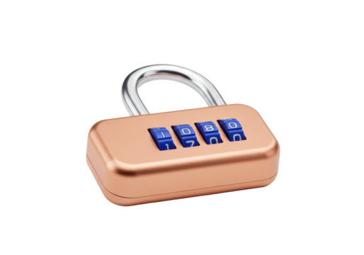 Isolated four-digit padlock showing 1780, security device for lockers, luggage, boxes