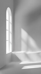 Interior with window showing light and shadow patterns on a neutral wall