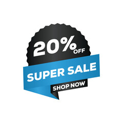 Super Sale Editable Text Style – Black & Blue, 20% Discount | Promotion & Marketing Vector Effect