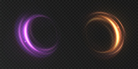 Light swirls with a soft trail and bright shine for dark backgrounds. A light accent for backlighting, portals, HUD frames, sci-fi UI, logos, and motion design. © Valeriia