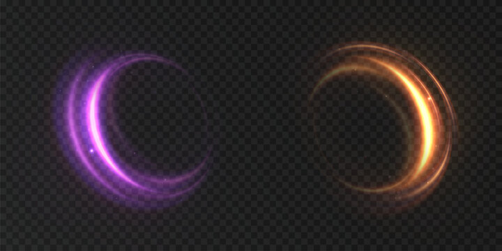 Light swirls with a soft trail and bright shine for dark backgrounds. A light accent for backlighting, portals, HUD frames, sci-fi UI, logos, and motion design.