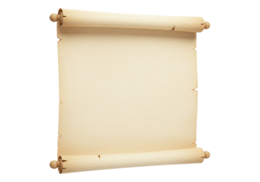 Isolated parchment scroll, ancient document, medieval or Renaissance paper design element