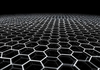 Abstract rendering of a honeycomb pattern in black and gray
