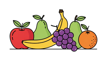 Fresh Fruits Arrangement Apple, Pear, Banana, Grapes, and Orange in Delightful Display