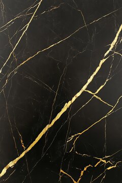 Elegant Black Marble Texture with Golden Veins, Luxurious Background for Stylish Interior Designs