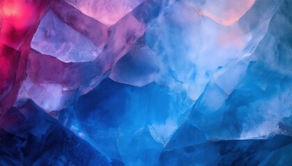 Obraz premium vibrant ice crystal mosaic glowing blue pink fusion serene abstract backdrop wallpaper editorial design