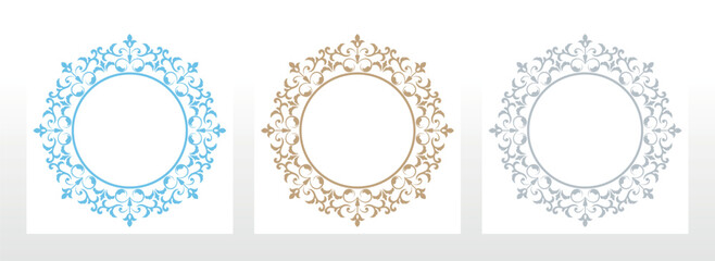 Set of decorative frames Elegant vector element for design in Eastern style, place for text. Floral colored borders. Lace illustration for invitations and greeting cards
