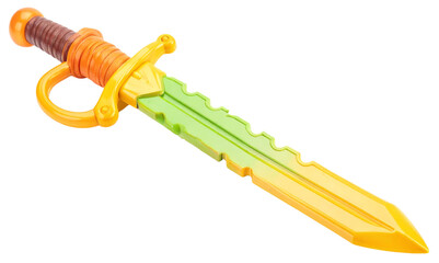 yellow plastic sword toy isolated on white background