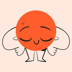 Cute character circle shape with facial expression. Funny figure. Cartoon isolated vector illustration.