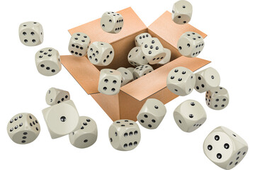 Probability concept with gamble dice, transparent background