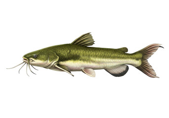 Fototapeta premium Isolated catfish swimming underwater, animal, aquarium fish, wildlife, sea creature