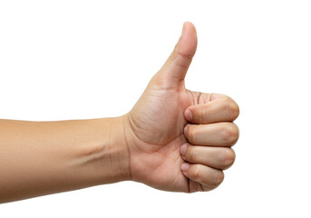 Isolated hand gesture giving a thumbs-up sign, representing approval and good luck