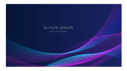 Abstract gradient wave lines background isolated on dark blue backdrop
