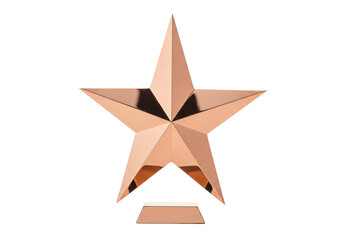 Obraz premium Isolated metal star sculpture on a flat base, decorative design, metallic surface object