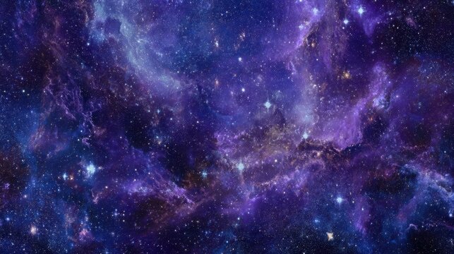 Mystical Deep Space Cosmos with Purple Nebula and Bright Stars