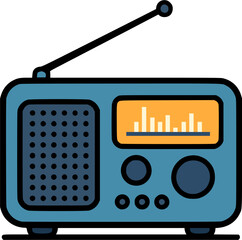 flat vector illustration of a retro radio