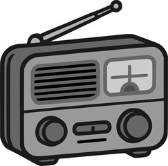 flat vector illustration of a retro radio