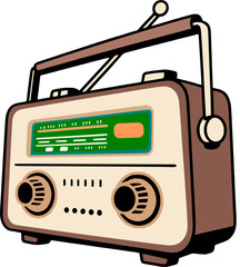 flat vector illustration of a retro radio