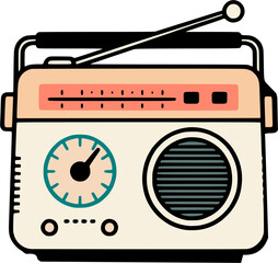flat vector illustration of a retro radio