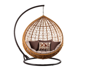 Wicker rattan hanging chair isolated.