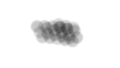 Black fuzzy dots. Abstract cluster of overlapping soft circles with a translucent effect on clean white background. Modern creative texture for stylish digital design and backgrounds.